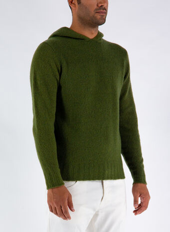 MAGLIONE CON CAPPUCCIO, 580VERDEMILITARE, small
