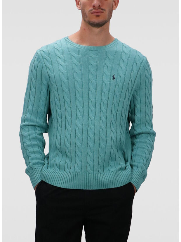 MAGLIONE GIROCOLLO TRECCIATO, DEEP SEAFOAM, large