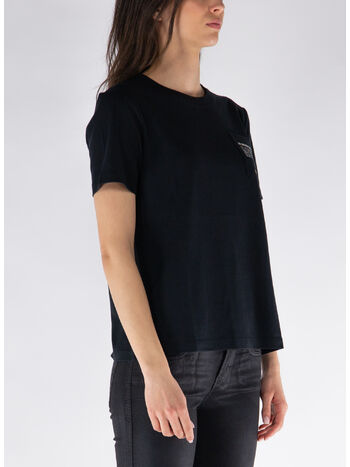 T-SHIRT IN JERSEY CON TASCHINO, 019 BLACK, small