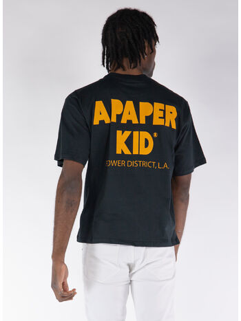 T-SHIRT GIROCOLLO CON STAMPA POSTERIORE, 110 BLACK, small