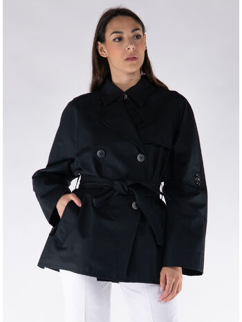 TRENCH CORTO CON GANCI, B999 NERO, small