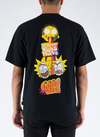 T-SHIRT RICK & MORTY RAGLAN, BLACK, small