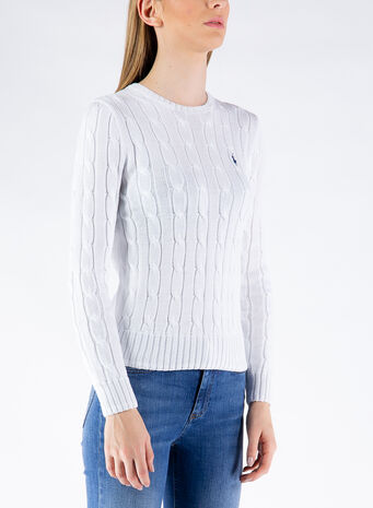 MAGLIONE A TRECCE, 005WHITE, small