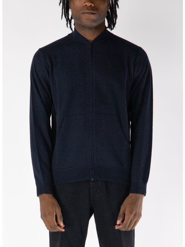 CARDIGAN CON CHIUSURA A ZIP, 891 OLTREMARE, large