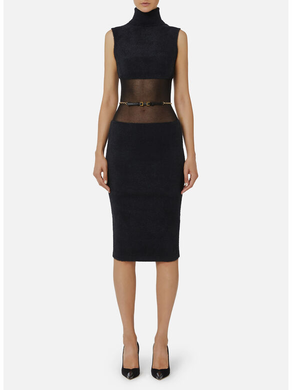 ABITO IN MAGLIA CON CINTURA, 110 NERO, medium