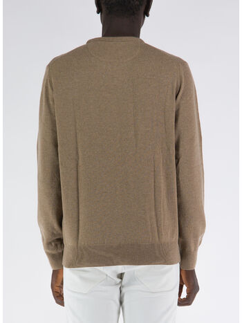 MAGLIONE GIROCOLLO, HONEY BROWN HEATHER, small