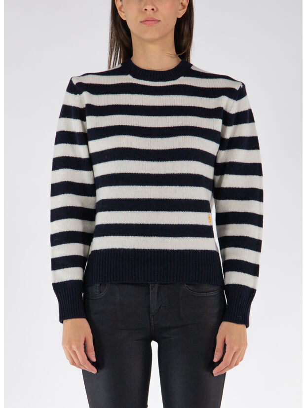 MAGLIA SRC WOOL, Navy/Ecru Stripe, large
