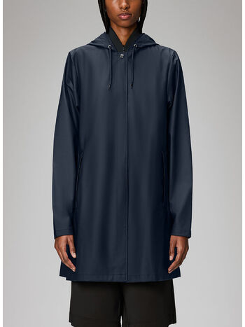 GIACCA CON CAPPUCCIO A-LINE IMPERMEABILE, 47 NAVY, small