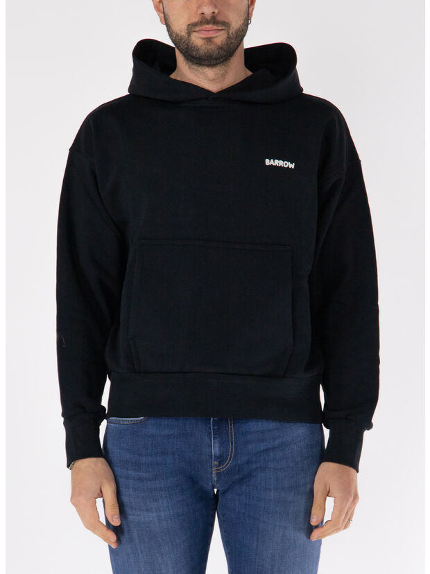 FELPA HOODIE CON LOGO UNISEX, 110 BLACK, large