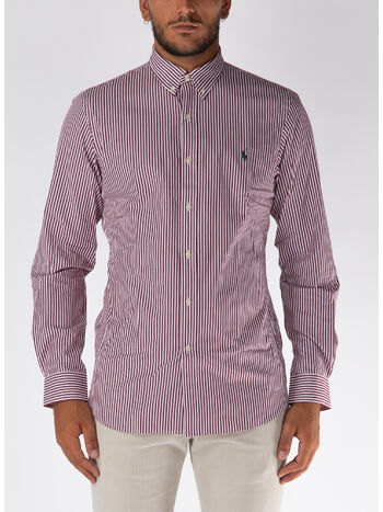 CAMICIA A RIGHE CON LOGO, 4655B WINE/WHITE, small