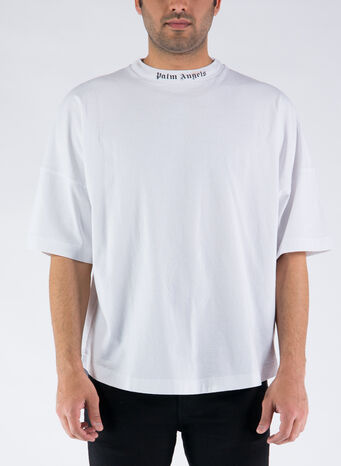 T-SHIRT LOGO POSTERIORE, 0132WHITEFUCHSIA, small