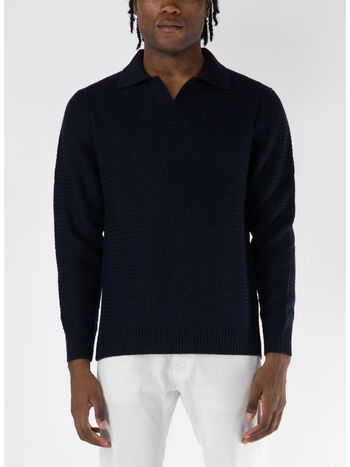 MAGLIONECON COLLETTO BUTTON DOWN, 890 BLU, small