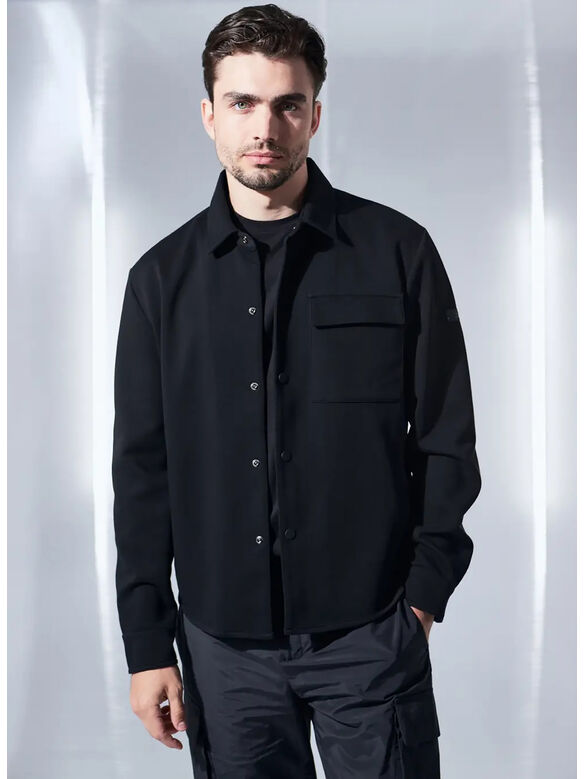 CAMICIA OVERSHIRT PIQUET, NERO, medium