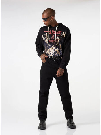 FELPA HOODIE ROCK SKULL GRAPHIC, BLACK, small