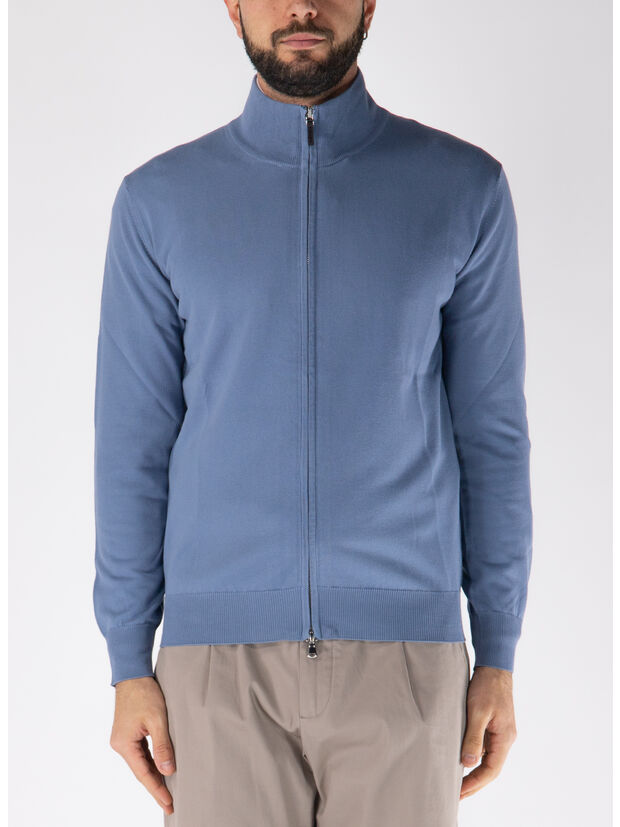 MAGLIONE FULL ZIP A COLLO ALTO, 215 ZUCCHERO, large