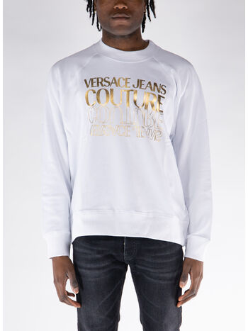 FELPA GIROCOLLO CON LOGO UPSIDE-DOWN, G03 WHITE/GOLD, small