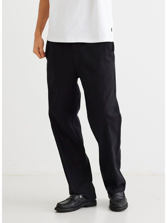 PANTALONE WBEIK IN LINO, 01 BLACK, medium