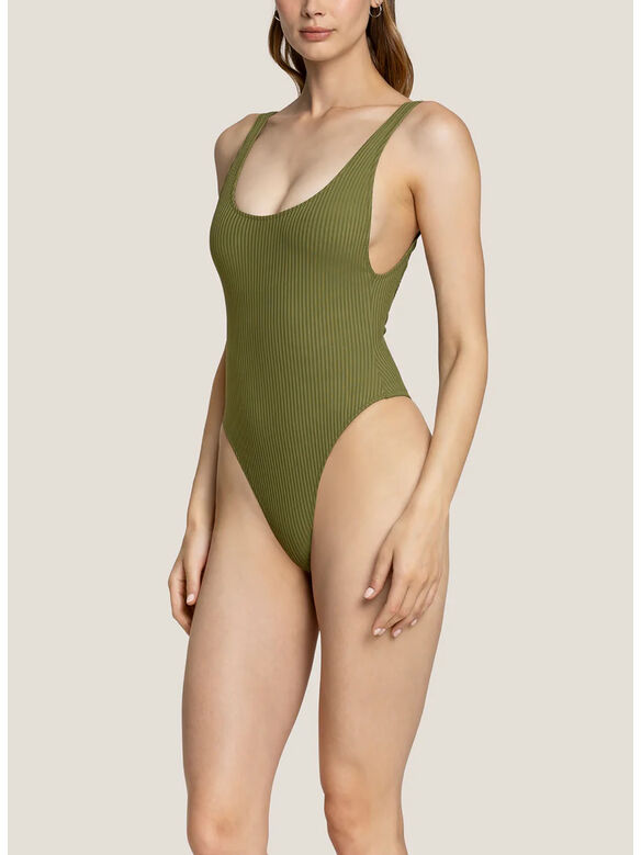 COSTUME INTERO MONOKINI RIBS COLOUR, 082 VERDE MILITARE, medium