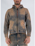 GIACCA ACID WASH HOODED DENIM, PCH PEACH, thumb