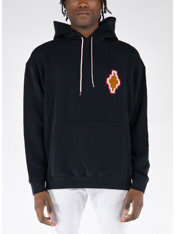 FELPA HOODIE MACRAME CROSS PATCH, 1023 BLACK DARK, small