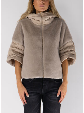 GIACCA IN PELLICCIA SINTETICA CON CAPPUCCIO, 1985 CHANTILLY, small