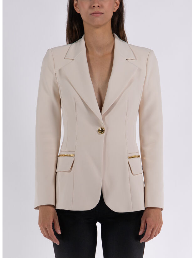 GIACCA MONOPETTO IN CREPE, 193 BURRO, large