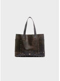 BORSA TOTE BAG STUDS PATCH CLOUD, L64Y DARK BROWN-GOLD, thumb