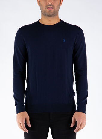 MAGLIONE GIROCOLLO LOGO, HUNTERNAVY, small