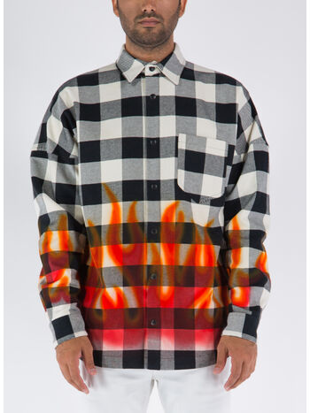 CAMICIA BURNING CON LOGO, 1025 BLACK RED, small
