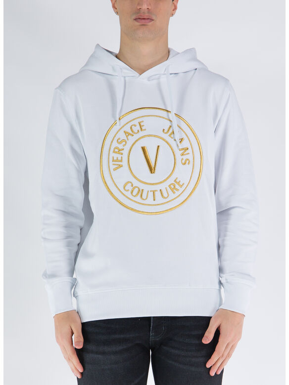 FELPA CON LOGO RICAMATO, G03 WHITE/GOLD, medium
