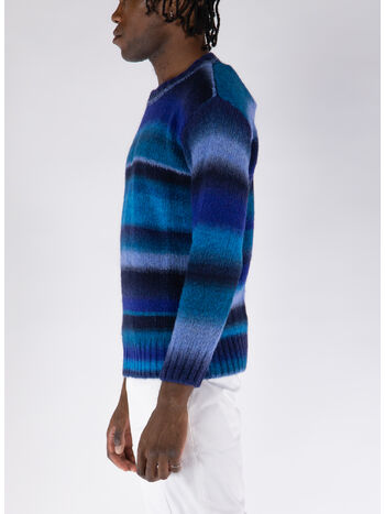 MAGLIONE GIROCOLLO RIGATO, 08 BLU, small