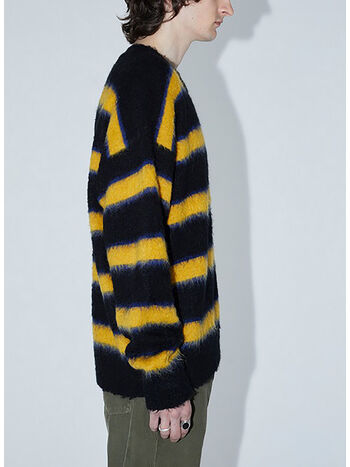 MAGLIONE CREW OVER STRIPE, BC03 NERO/BLUETTE/GIALLO, small