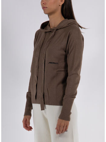 MAGLIA CON CAPPUCCIO, TORTORA, small