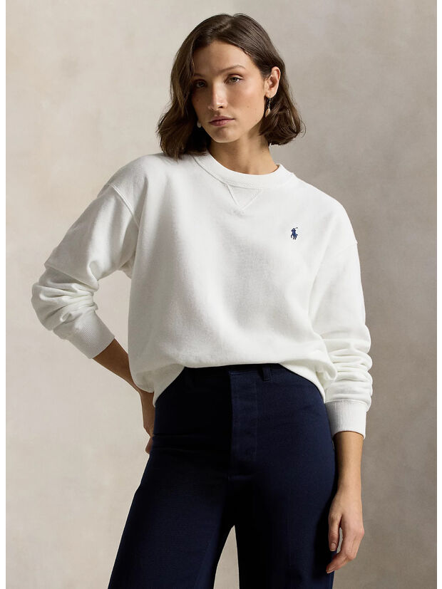 FELPA A GIROCOLLO LEGGERA, WHITE, large