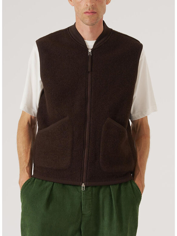 GILET ZIP WAISTCOAT, BROWN, medium