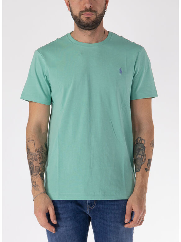 T-SHIRT A MANICHE CORTE CON MICRO LOGO, CELADON, medium