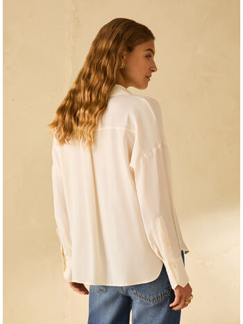 BLUSA IN CR&Ecirc;PE DE CHINE, 001 AVORIO, small