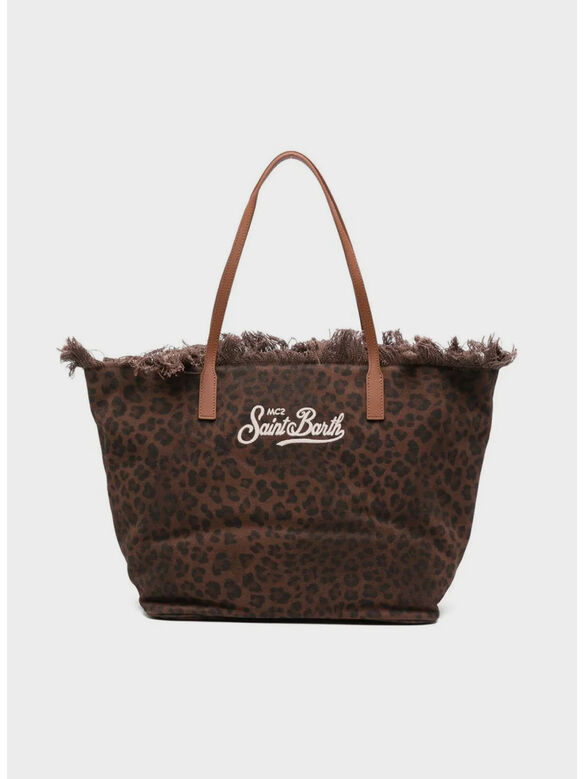 BORSA CITY FRINGES, 00588L CANVAS DARK LEOPARD 18 EMB, medium