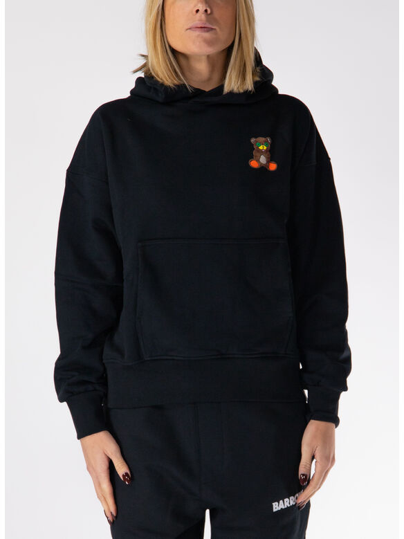 FELPA HOODIE ICONIC TEDDY UNISEX, 110 NERO/BLACK, medium