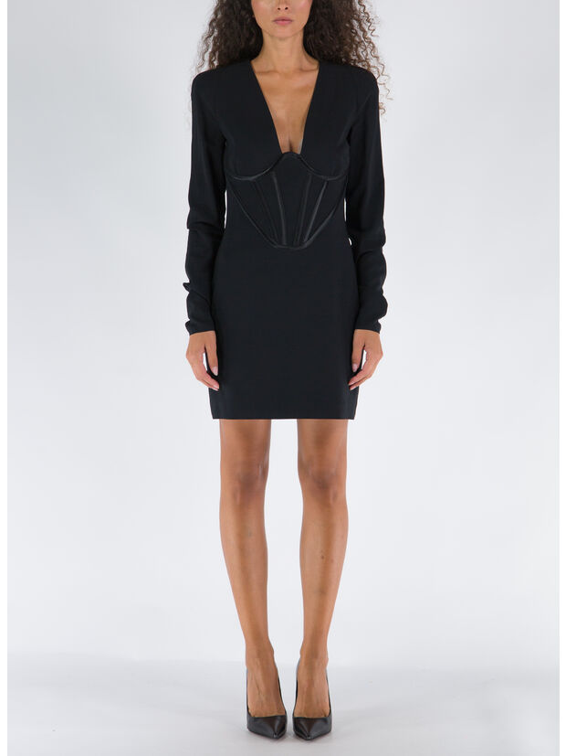 COCKTAIL DRESS TESSUTO VISCOSA SABLE, 1B000 NERO, large