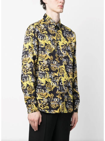 CAMICIA CON STAMPA BAROCCA, G89 BLACK/GOLD, small