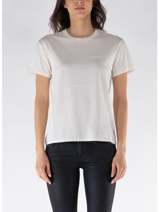 T-SHIRT CON LOGO RICAMATO, 02340F, large