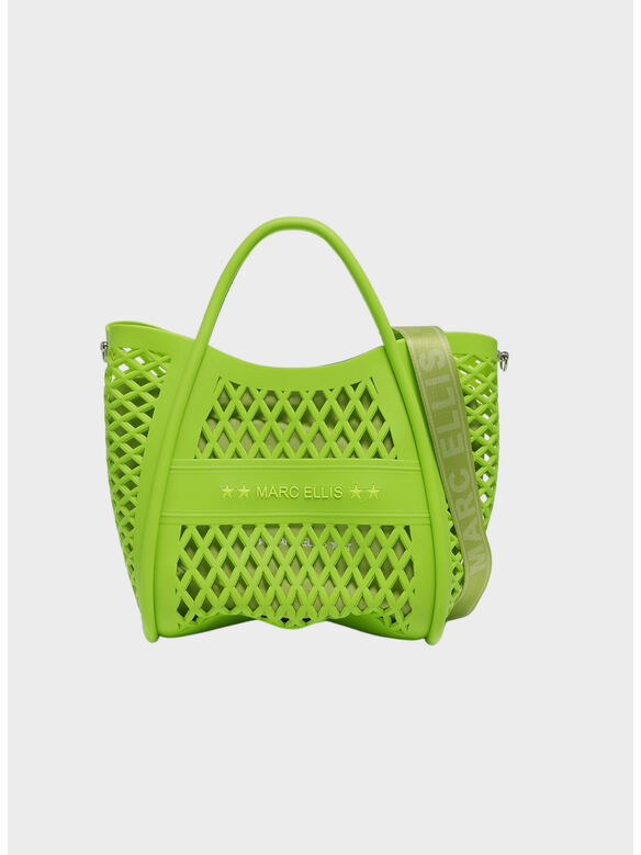 BORSA FLAT BUBY BASKET, LIME GREEN / SILVER, medium