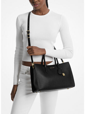 BORSA A MANO SCARLETT MEDIA IN PELLE, 001 BLACK, small