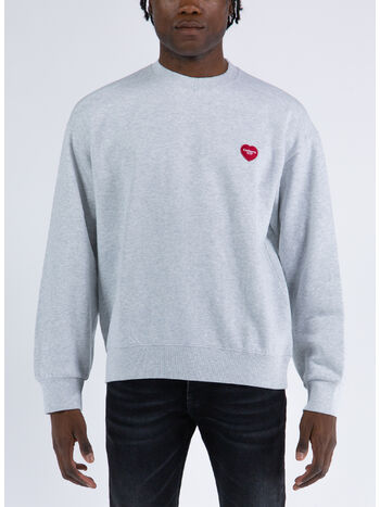 FELPA HEART PATCH SWEAT, 482XX ASH HEATHER, small