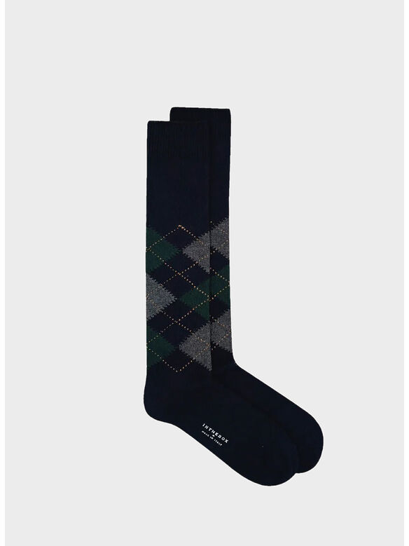 CALZA ARGYLE UNISEX, 0016 BLU / VERDE SCURO, medium