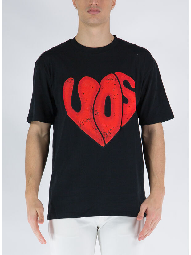 T-SHIRT WITH PUFFY VOS PRINT, BLACK, large
