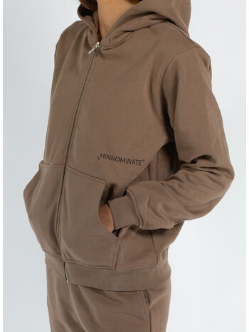 FELPA FULL ZIP CON CAPPUCCIO, TORTORA, small