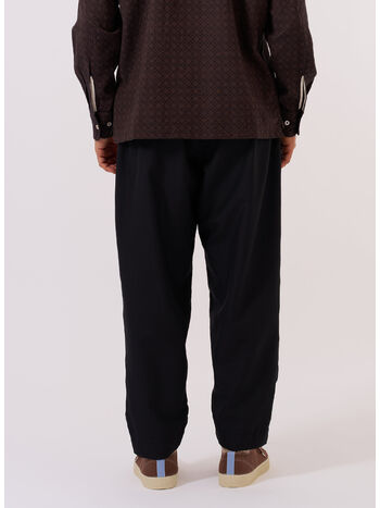 PANTALONE TROPICAL SUITING PLEATED TRACK, BLACK, small