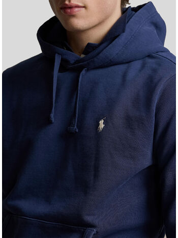 FELPA HOODIE CON LOGO RICAMATO, 018 CRUISE NAVY, small